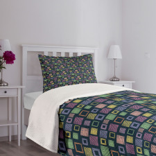 Hand Drawn Squares Bedspread Set