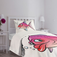 Cartoon Female Goldfish Bedspread Set