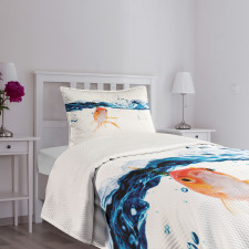 Goldfish Swimming in Water Bedspread Set