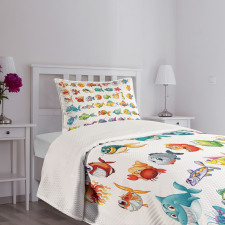 Happy Fish Abstract Bedspread Set