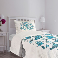 School of Fish Sketch Art Bedspread Set