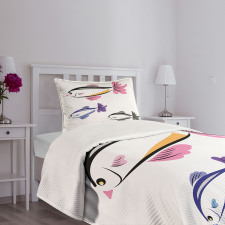 Bird Faced Animals Swim Bedspread Set