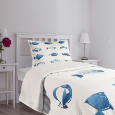 Array of Fish Marine Life Bedspread Set