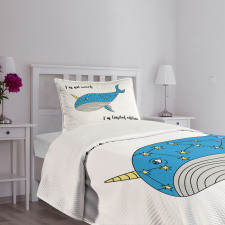 Hand Drawn Blue Whale Bedspread Set
