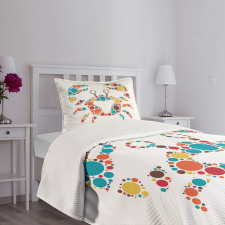 Colorful Dotted Shape Bedspread Set