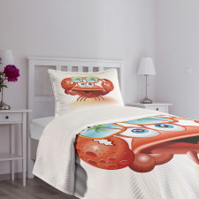 Comic Mascot Sunglasses Bedspread Set