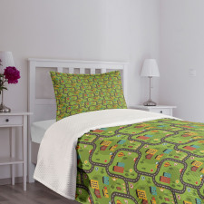 Cartoon Road Bedspread Set