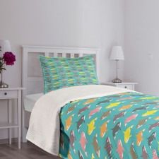 Colorful Orca Silhouettes Bedspread Set