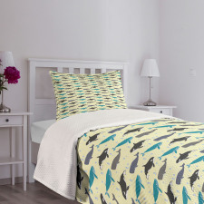 Swimming Mammals Yellow Bedspread Set