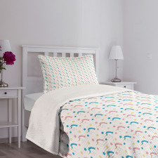 Colorful Unicorns Stars Bedspread Set