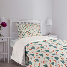 Snowy Winter Day in Forest Bedspread Set