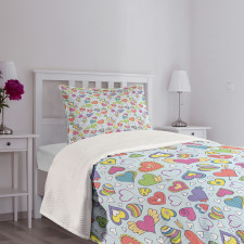 Colorful Hearts Bedspread Set