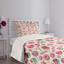 Yummy Food on Dots Bedspread Set