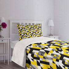 Squares and Houndstooh Bedspread Set