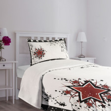 Grunge Strip Star Bedspread Set