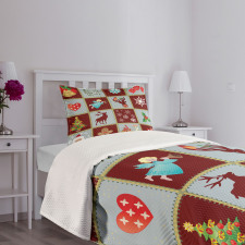 Xmas Tree Reindeers Bedspread Set