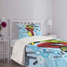 Teenager on Skateboard Bedspread Set