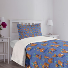 Funny Cartoon Mascots Bedspread Set