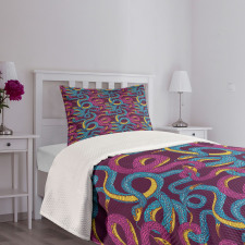 Hand Drawn Art Snakes Bedspread Set