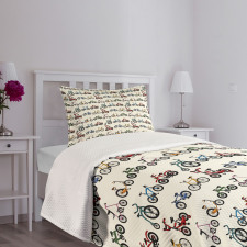 Colorful Bicycles Pattern Bedspread Set