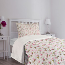 Magnolia Flower Pattern Bedspread Set