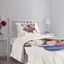 Puppy with Flag Bedspread Set