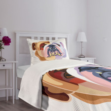 Abstract Dog Bedspread Set