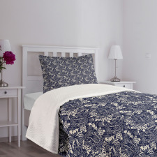 Curved Eastern Leaves Bedspread Set