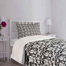 Asymmetric Greyscale Bedspread Set