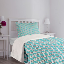 Wavy Lines Ogee Shapes Bedspread Set