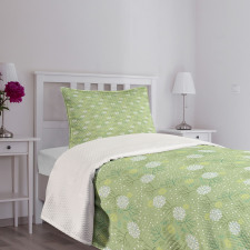 Pale Foliage Leaves Bedspread Set