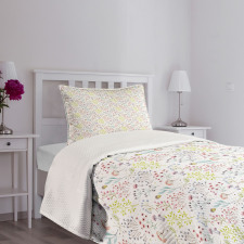 Pastel Toned Mushrooms Bedspread Set