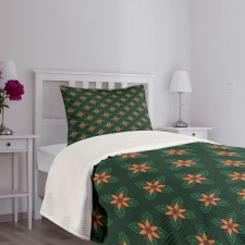 Ornate Flower Design Bedspread Set