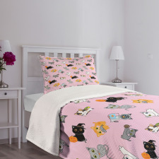 Colorful Baby Kittens Bedspread Set