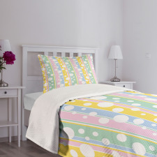 Pastel Colored Stripes Bedspread Set