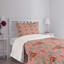 Pastel Magnolia Bouquet Bedspread Set