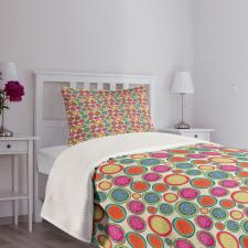 Doodle Floral Motifs Bedspread Set