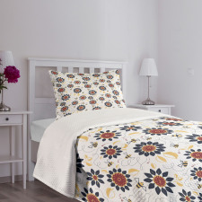 Sunflowers and Funny Bees Bedspread Set