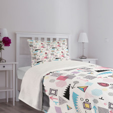 Memphis Cubes Arrows Bedspread Set