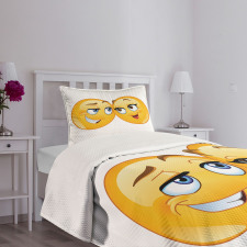 Loving Emoticon Couple Bedspread Set