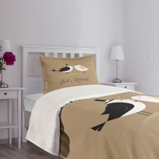 Just Married Birds Kiss Bedspread Set