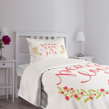 Peace Love Joy Berries Bedspread Set