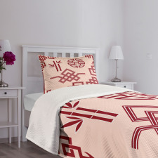 Oriental Design Elements Bedspread Set