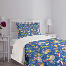 Traditional Koi Pond Bedspread Set