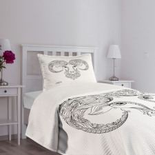 Line Art Floral Tattoo Bedspread Set