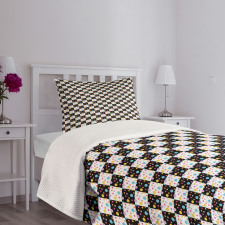 Checkered Dotted Tile Bedspread Set