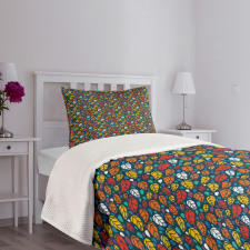 Doodle Leaves Nature Bedspread Set