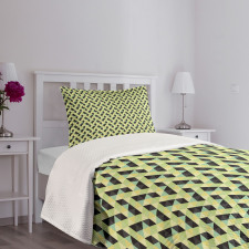 Abstract Grid Style Retro Bedspread Set