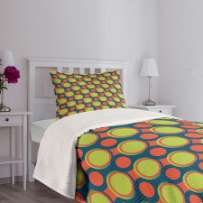 Orange and Green Circles Bedspread Set