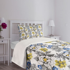 Peony Hydrangea Violets Bedspread Set